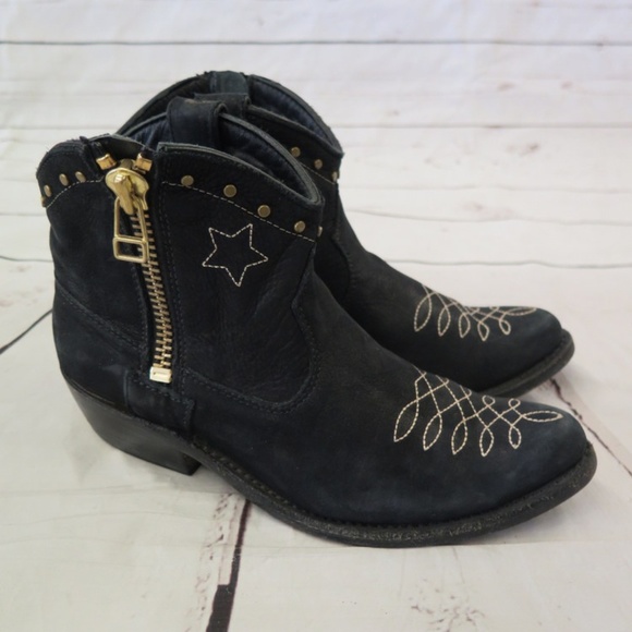 Anine Bing Shoes - Anine Bing Cowboy Boots Black Leather Size 37